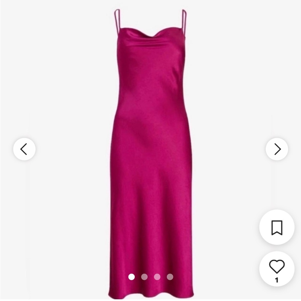 Express pink satin cowl neck midi dress